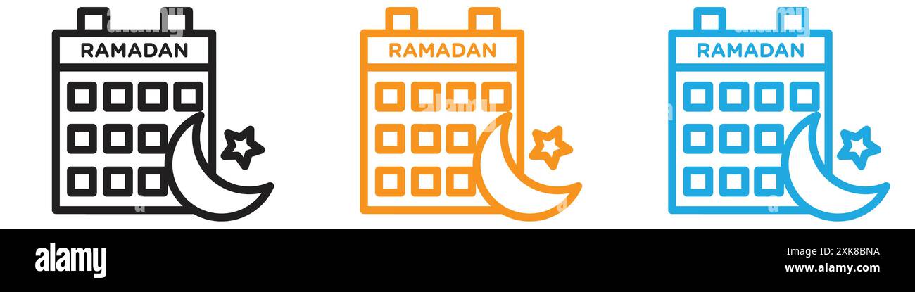 Ramadan Calendar Icon vector logo set collection or bundle pack group Stock Vector