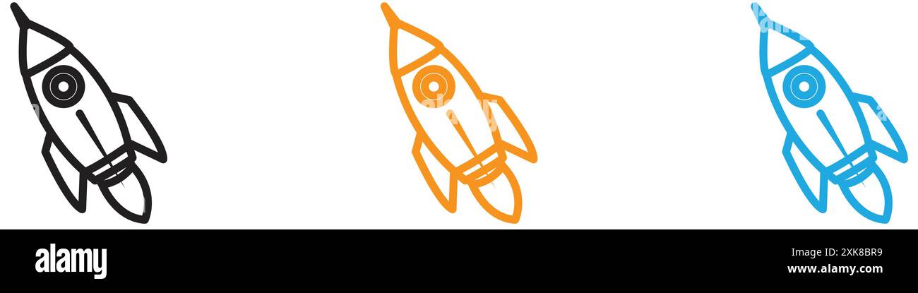 Rocket icon vector logo set collection or bundle pack group Stock Vector