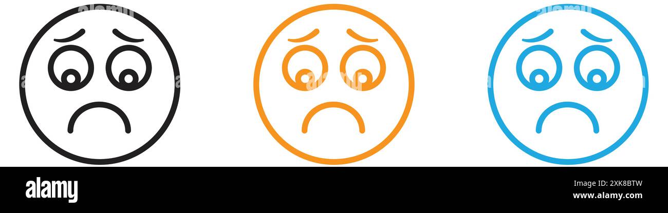 Regret expression icon vector logo set collection or bundle pack group Stock Vector