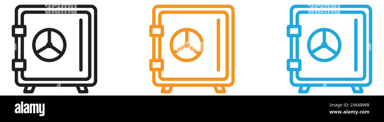 Safe vault box icon vector logo set collection or bundle pack group Stock Vector