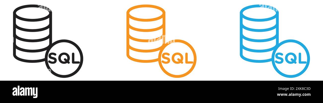 SQL server icon vector logo set collection or bundle pack group Stock ...