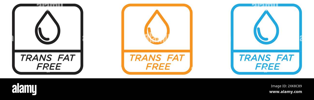 Trans fat free icon vector logo set collection or bundle pack group Stock Vector
