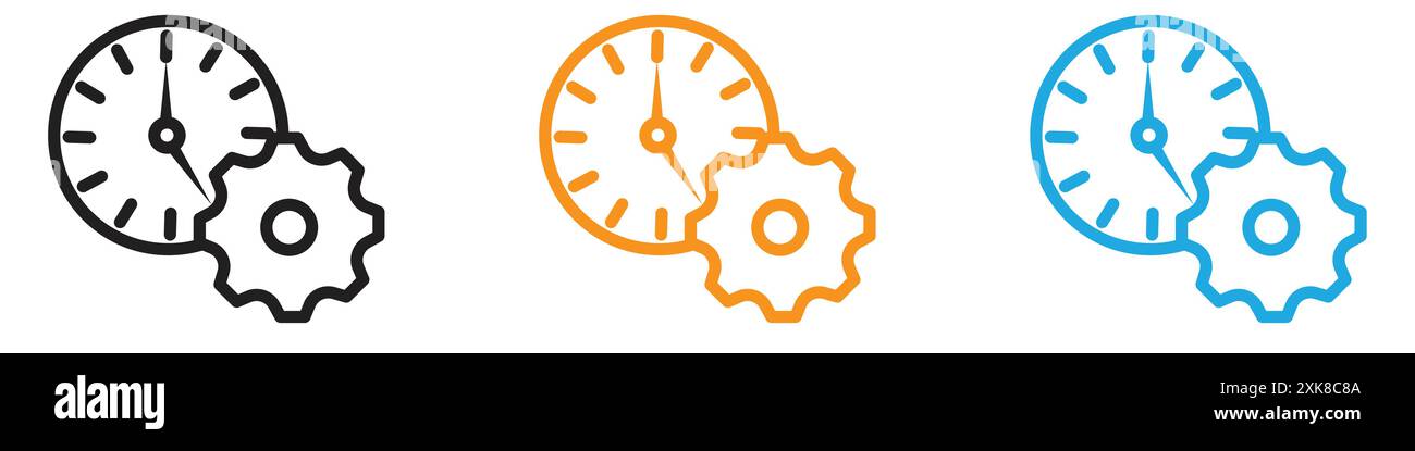 Time management icon vector logo set collection or bundle pack group Stock Vector