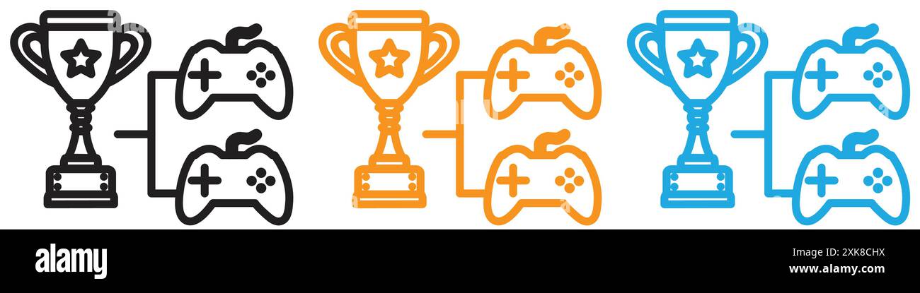 Video game contest icon vector logo set collection or bundle pack group Stock Vector