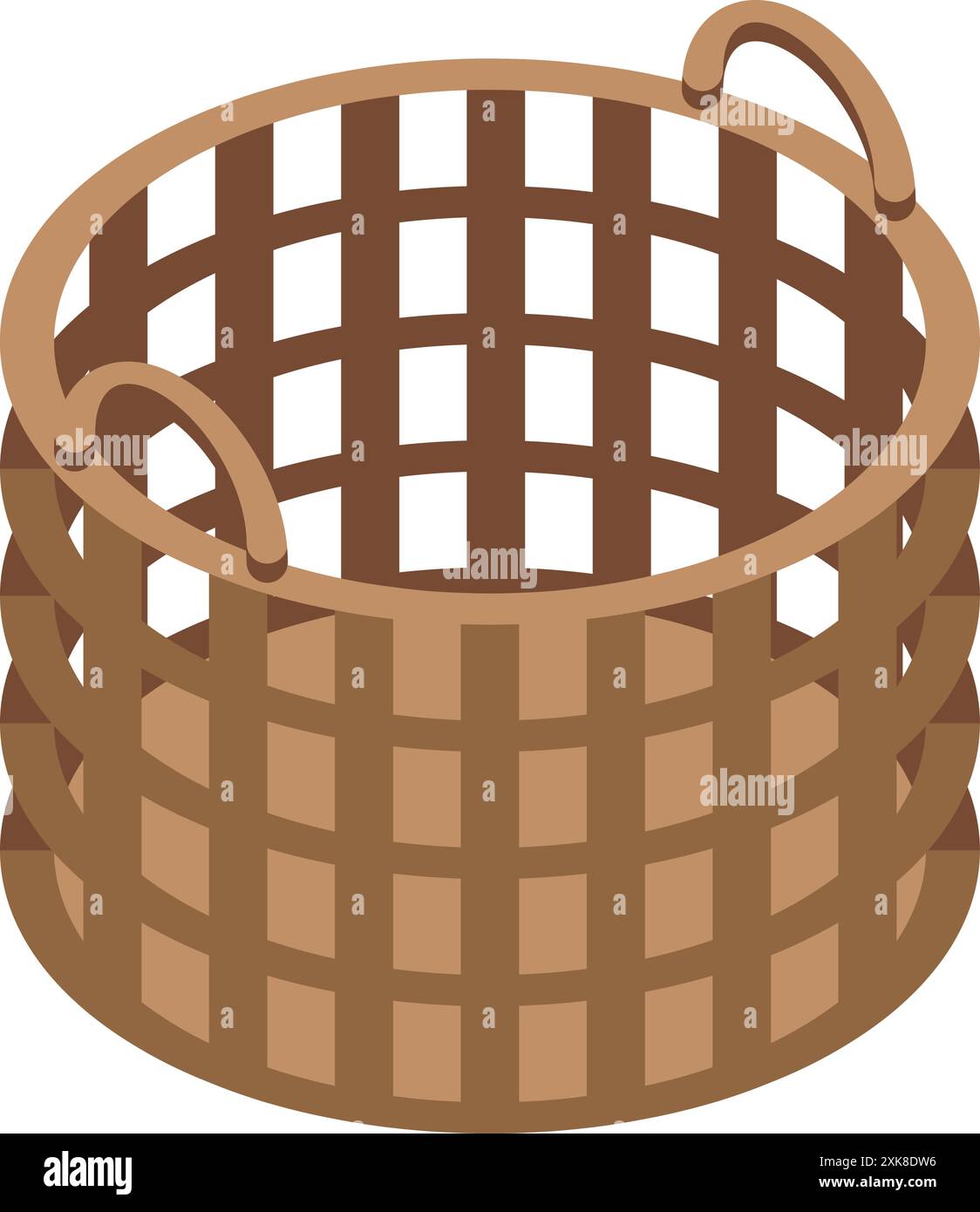 Empty wicker basket is standing on a white background Stock Vector