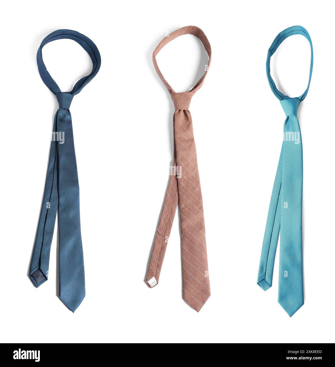 Many different ties isolated on white, set Stock Photo