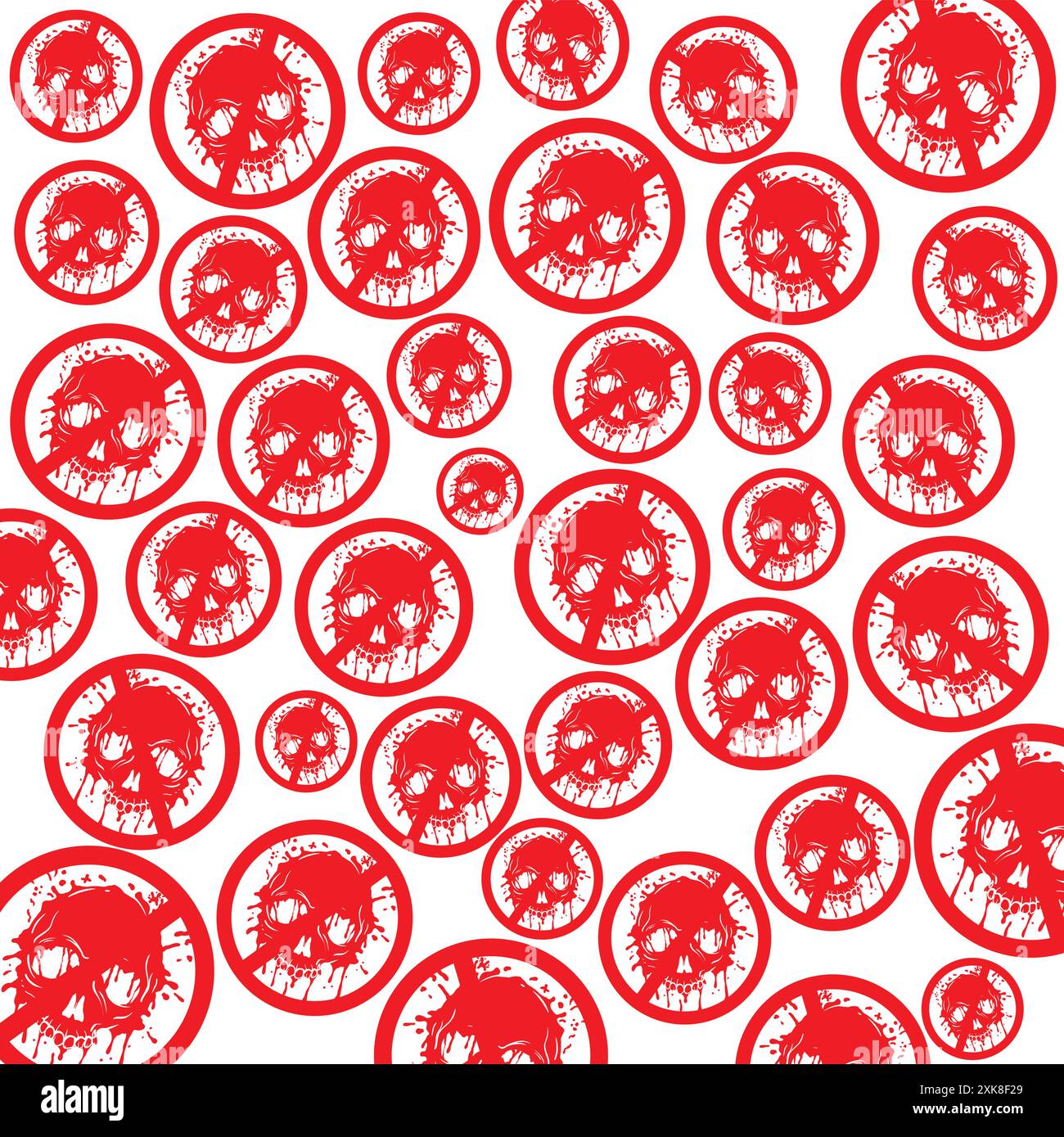 Seamless pattern with skulls on a black background. Vector illustration. Stock Vector
