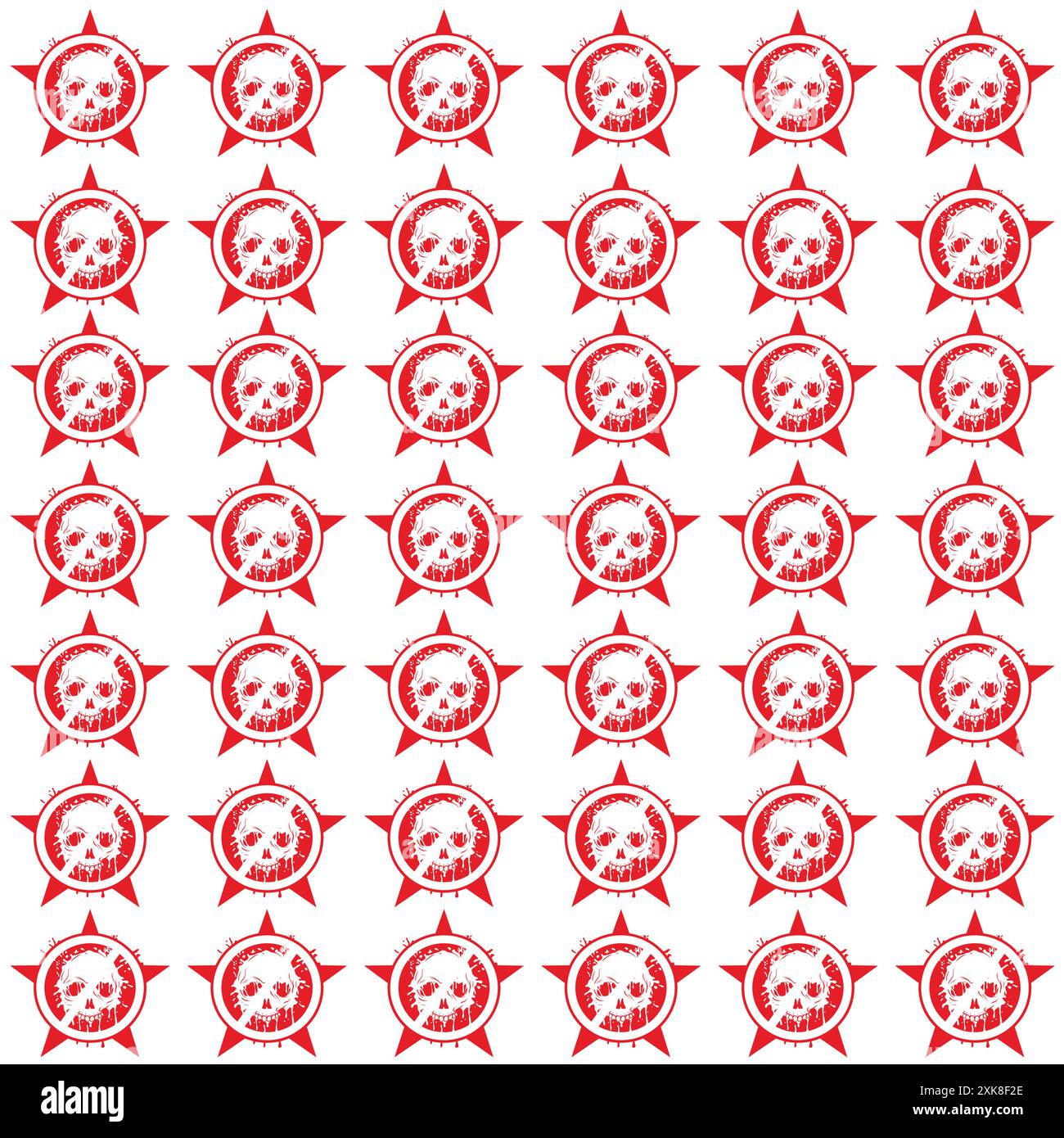 Seamless pattern with skulls on a black background. Vector illustration. Stock Vector
