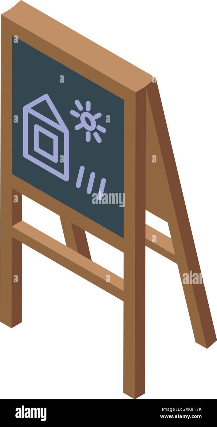 Architect showing house project on blackboard drawing Stock Vector