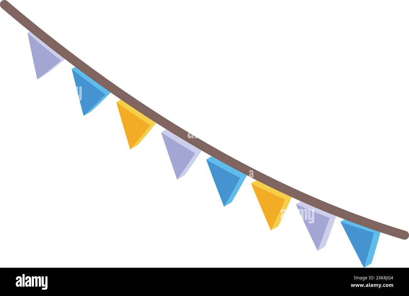 Colorful triangle flags hanging on rope decorating for party ...