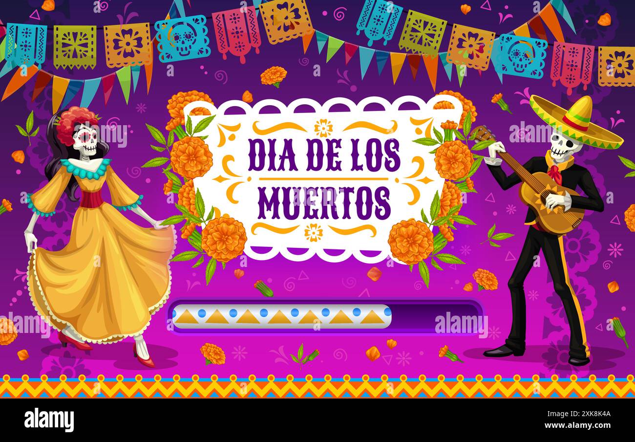 Day of the dead Mexican holiday loading bar. Dia de los muertos ...