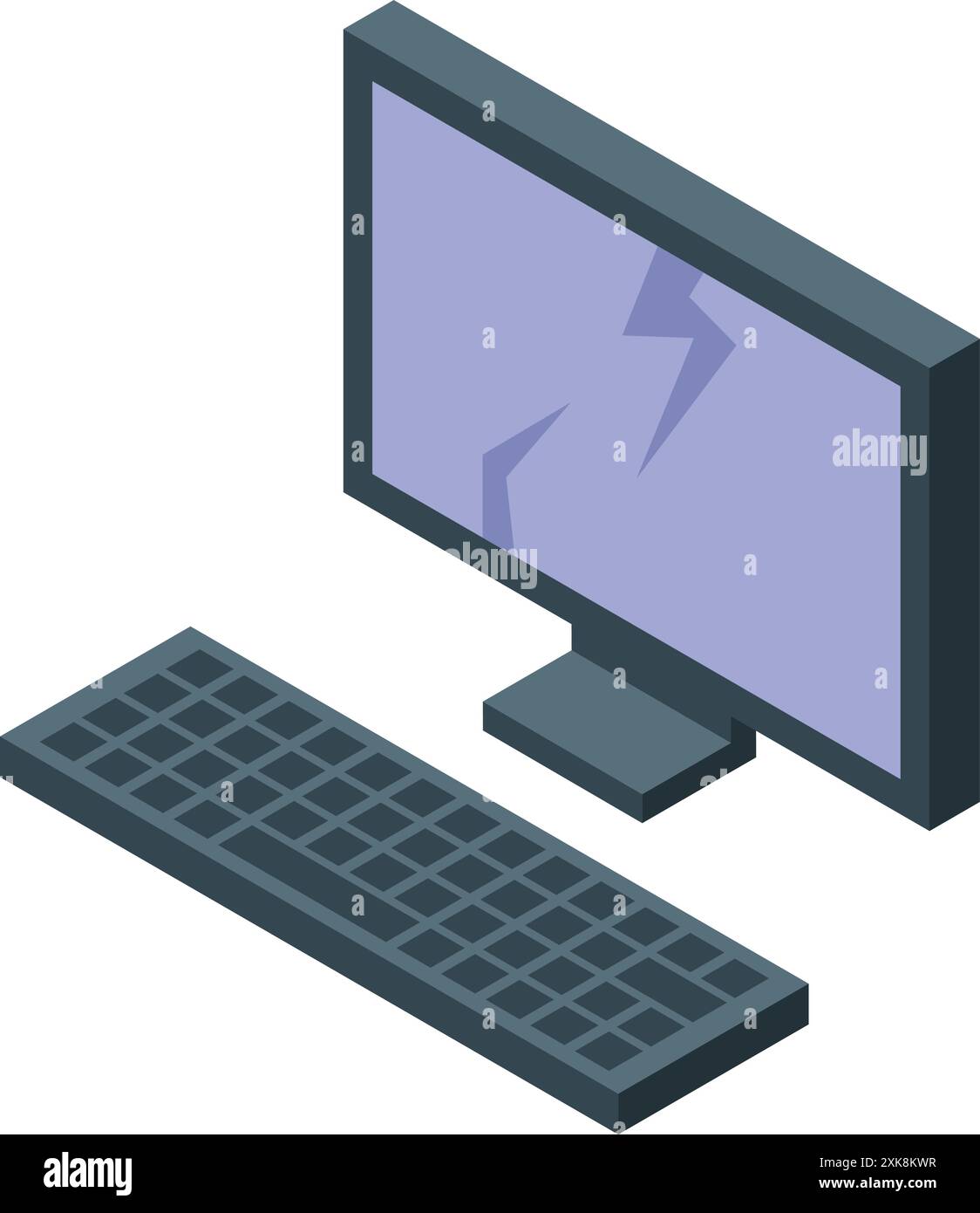 Computer monitor showing a large crack across the screen Stock Vector ...