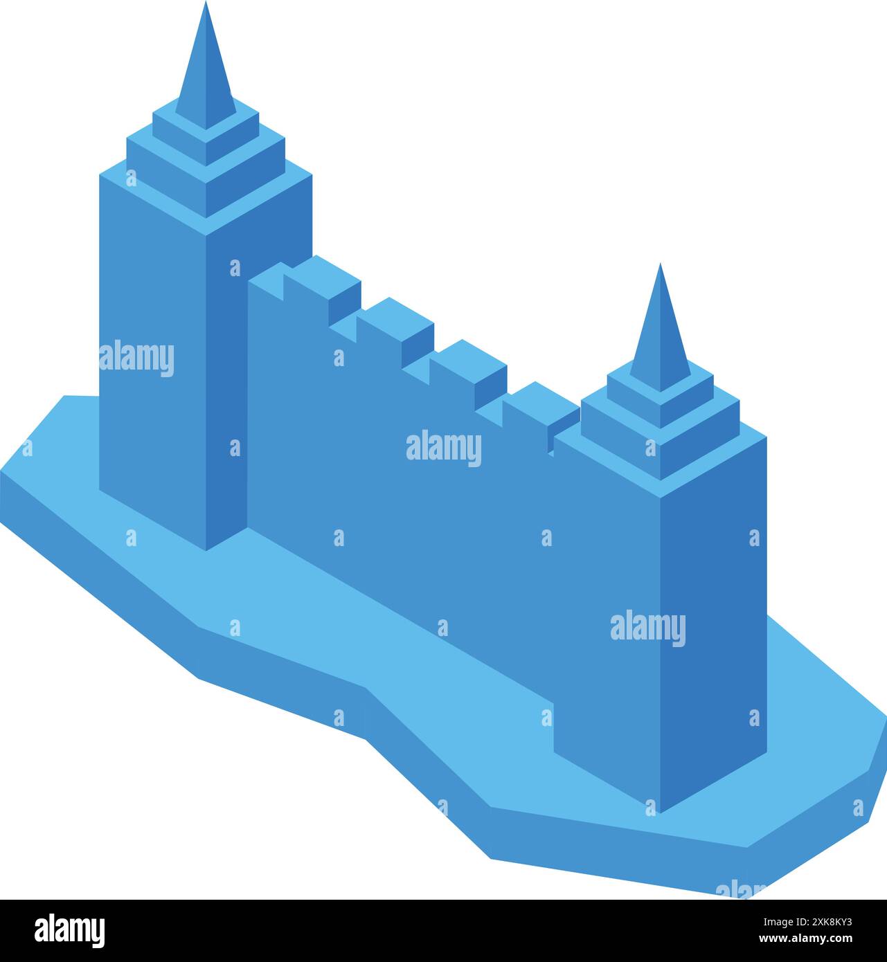 Blue castle wall standing strong isometric icon is visually appealing ...