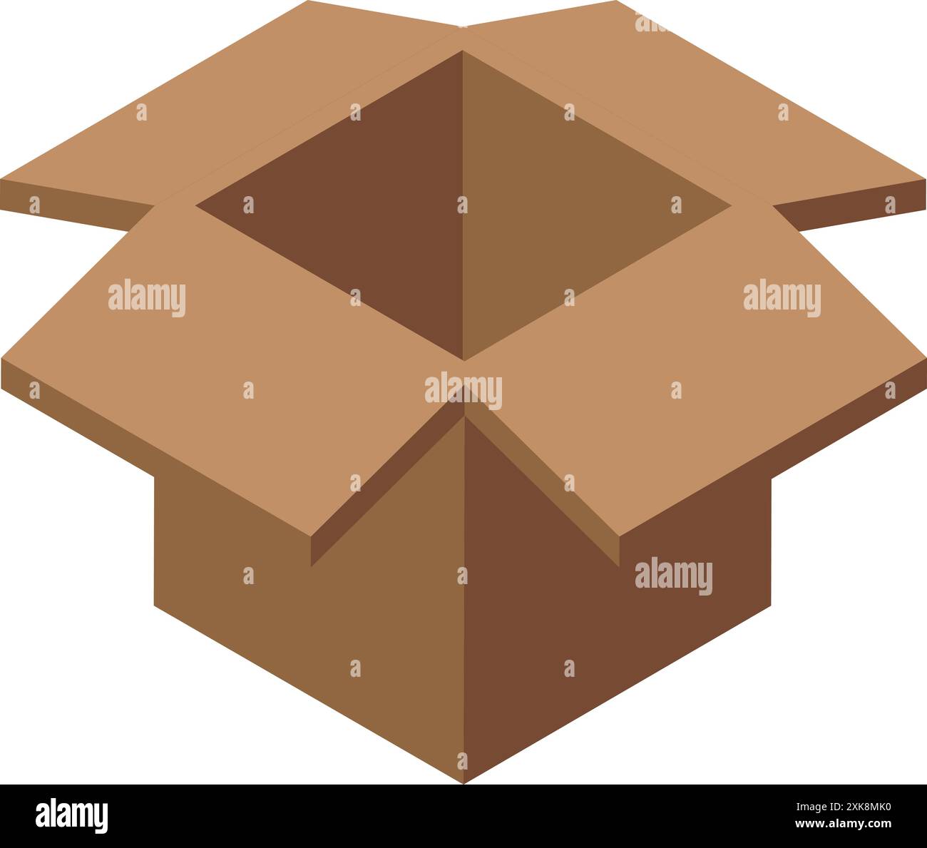 Open empty square cardboard box isometric view Stock Vector
