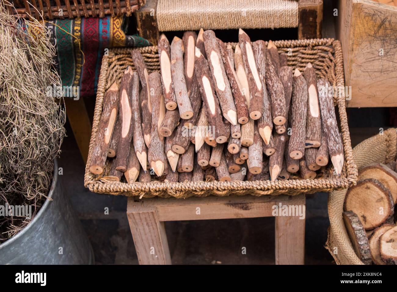 Color pencil made from real stick wood Stock Photo - Alamy