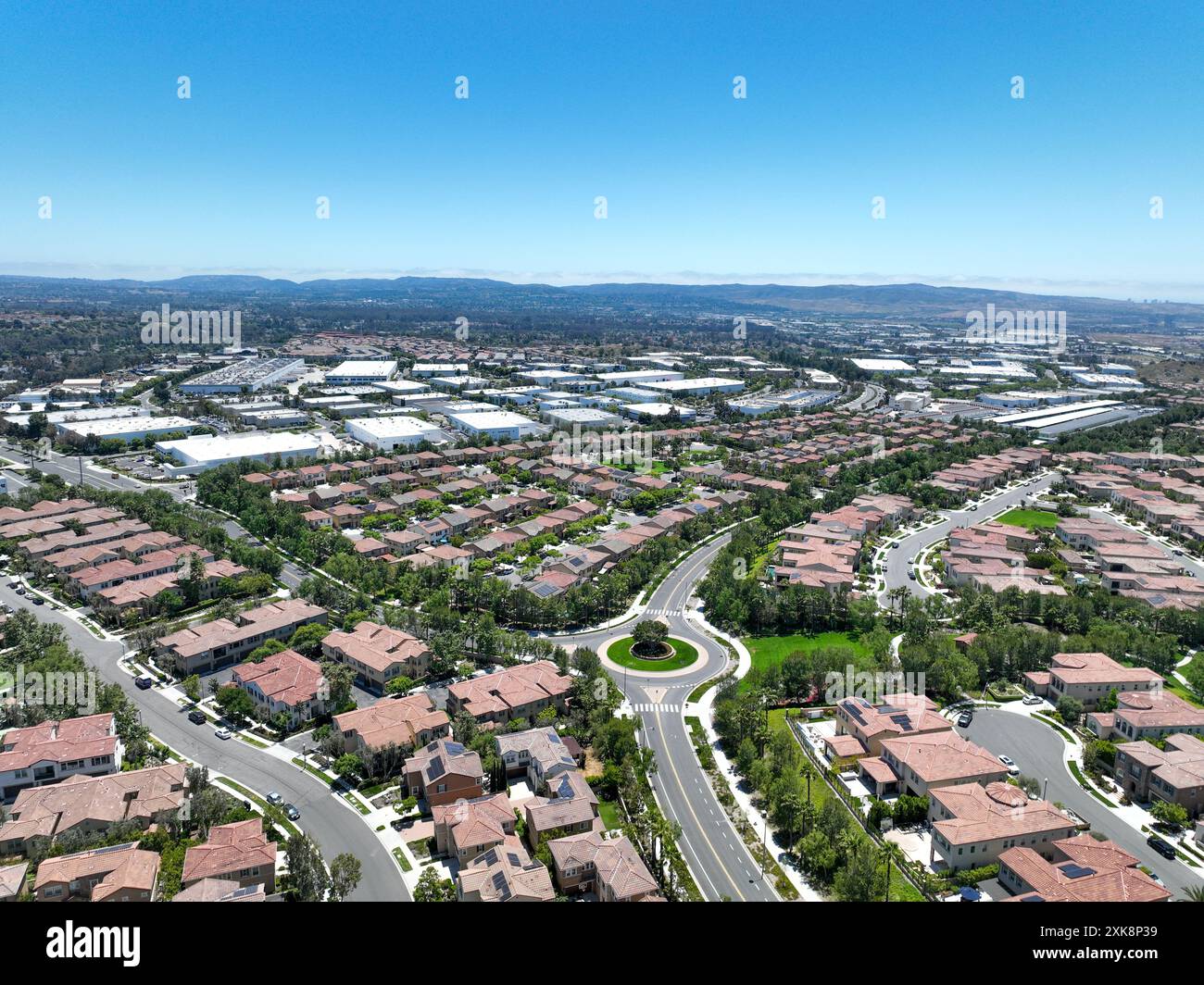 Aerial view of middle class community identical condominium houses ...