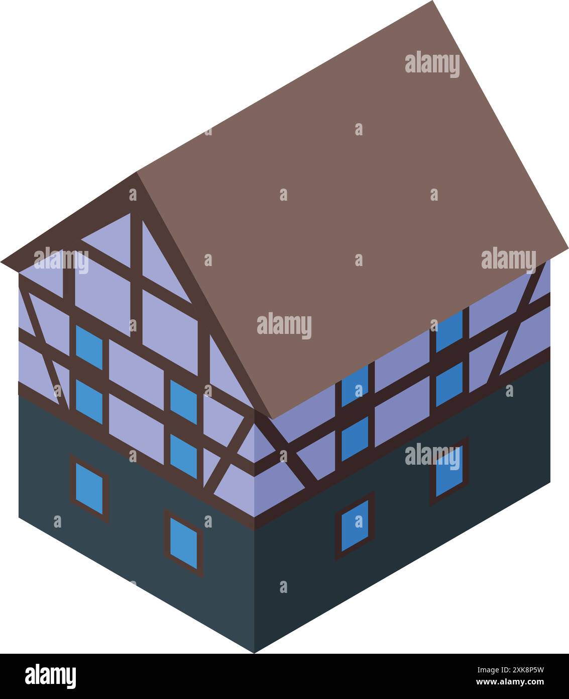 Isometric low poly building representing traditional german architecture Stock Vector