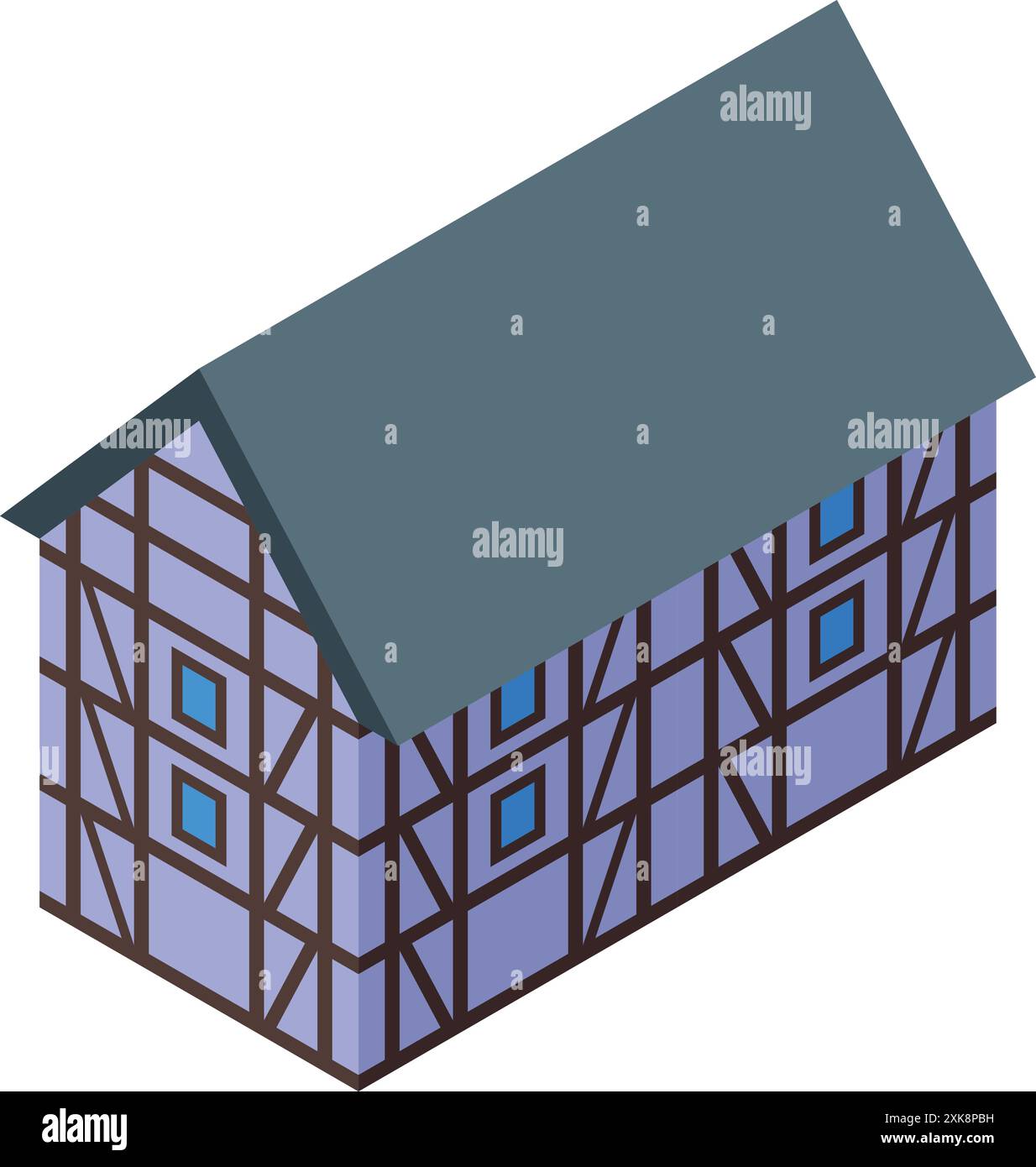 Isometric Old Traditional European Fachwerk House With Timber Framing gond-painting