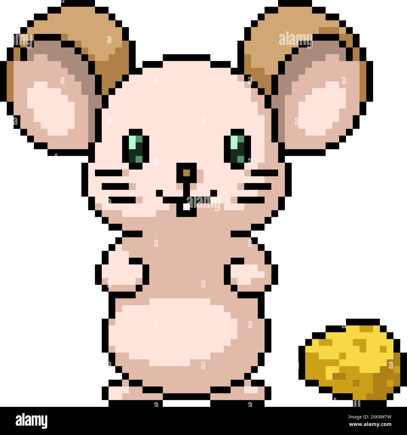 vector pixel art cheese rat isolated cartoon Stock Vector