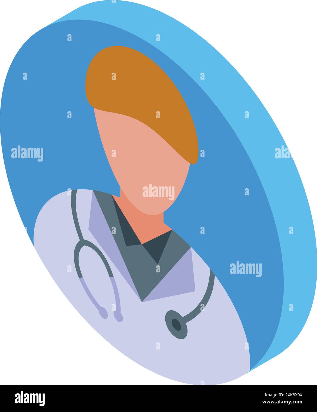 Male doctor wearing a stethoscope is shown in this isometric icon Stock ...
