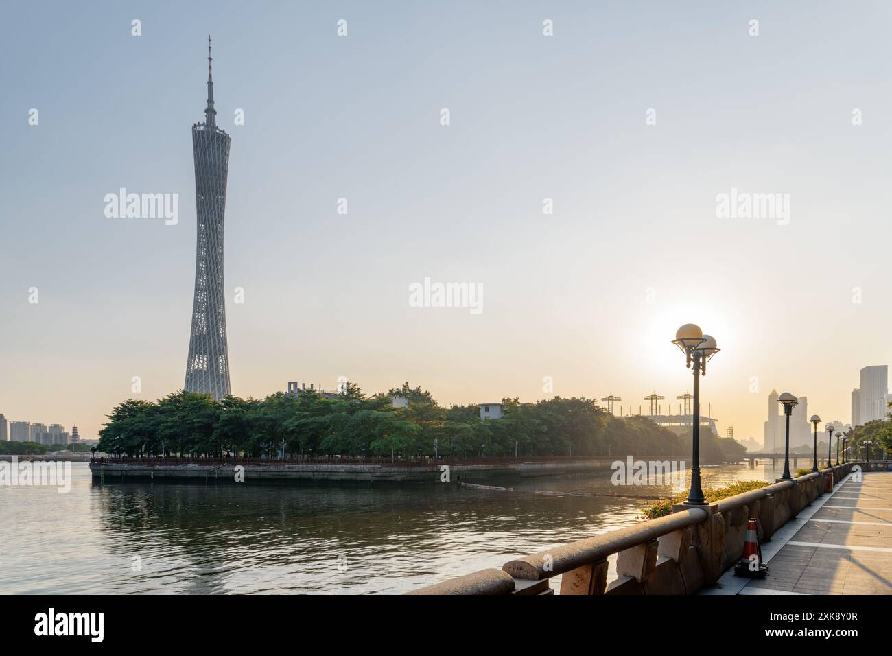 Beautiful view of the Pearl River and setting sun, Guangzhou Stock Photo