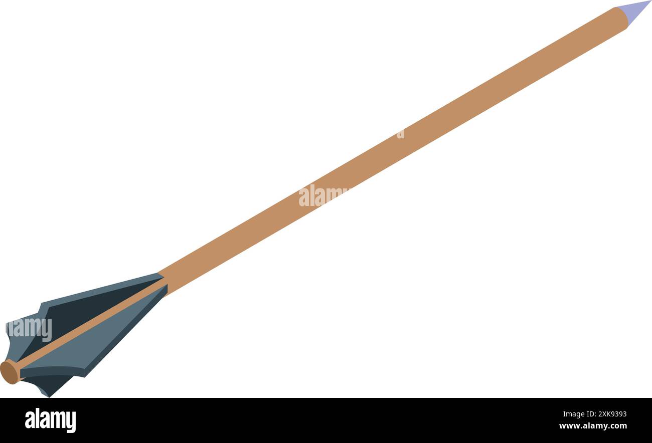 Crossbow arrow pointing up right isometric view Stock Vector