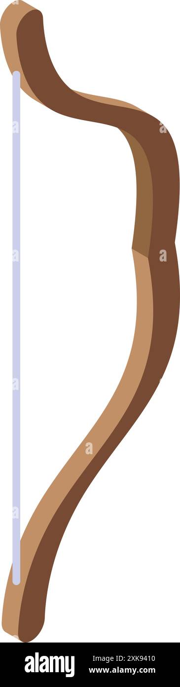 Simple wooden bow with a string for shooting arrows Stock Vector