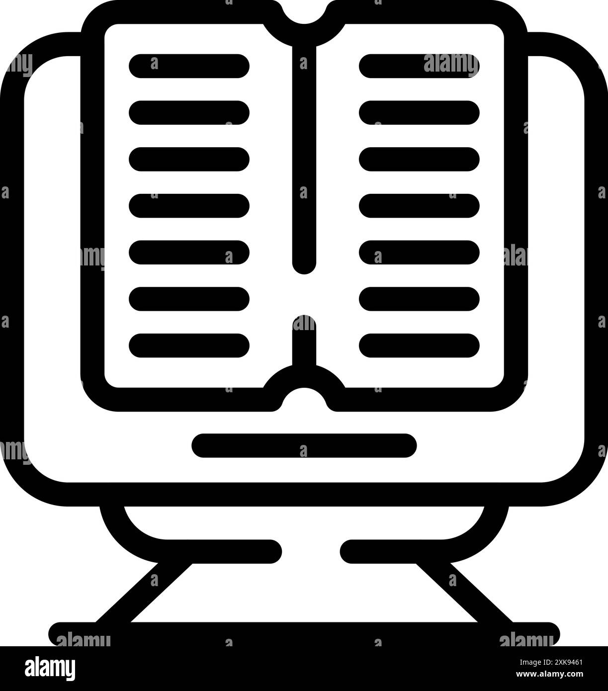 Simple icon of an open book displayed on a desktop computer screen ...