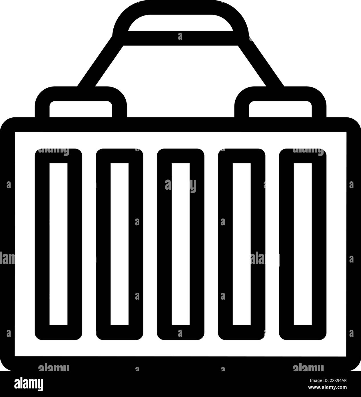 Simple black and white icon of a shipping container being lifted Stock ...