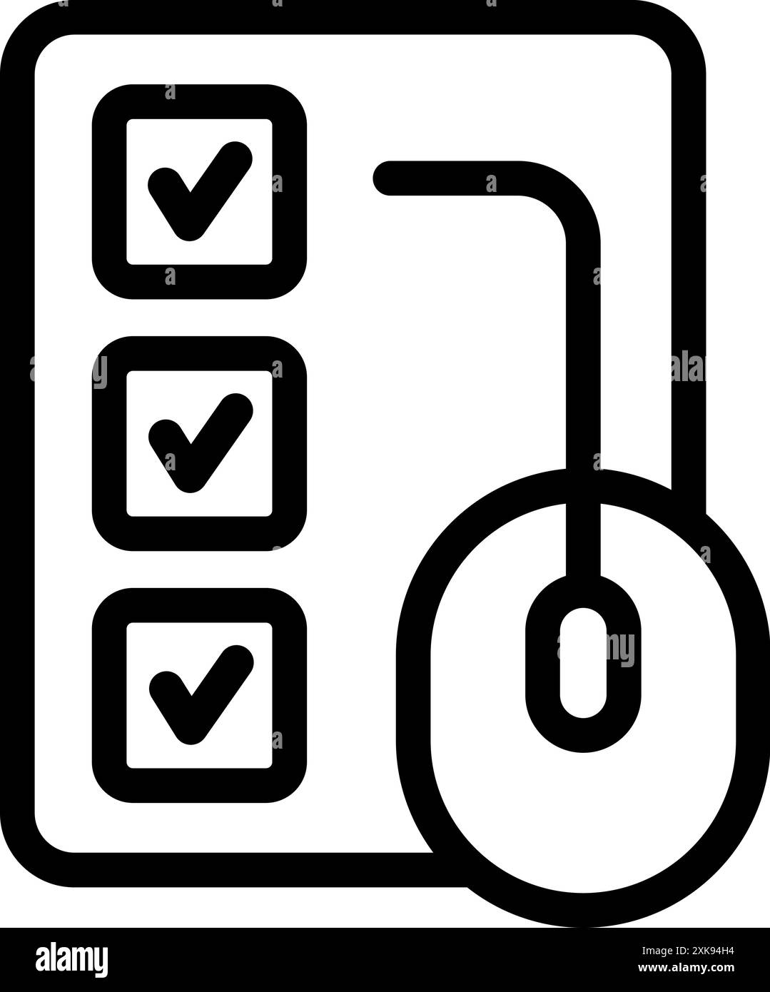 Computer mouse is clicking on a list of checked checkboxes Stock Vector