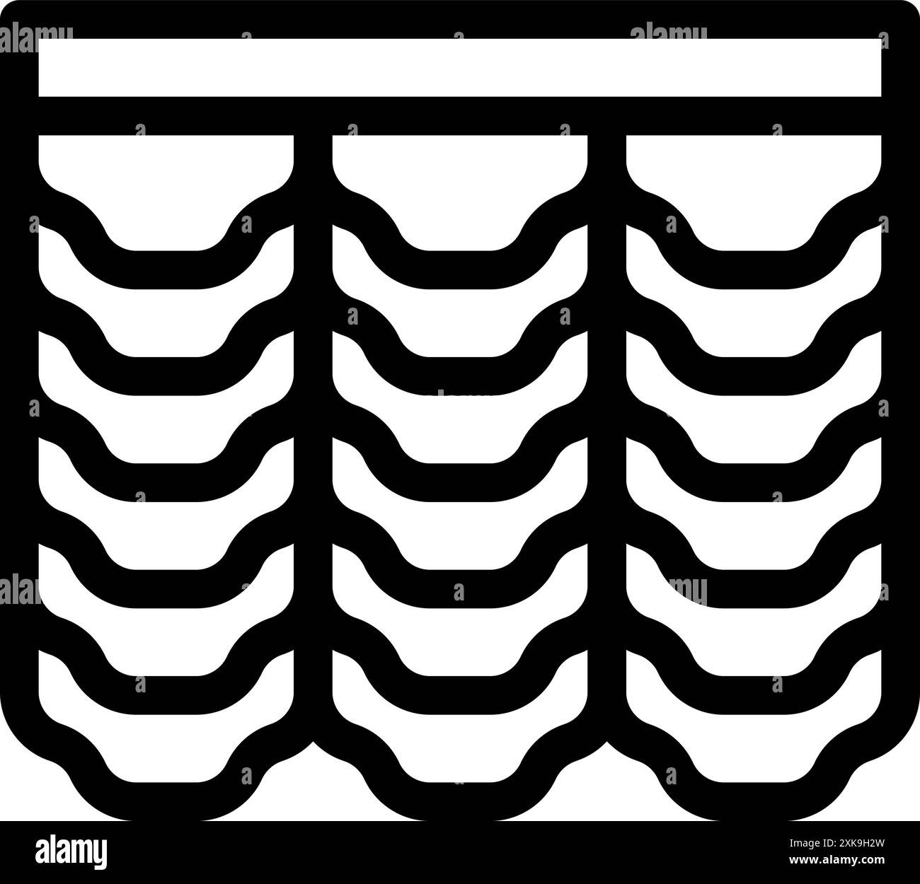Line icon of a modern fabric curtain covering a window Stock Vector ...