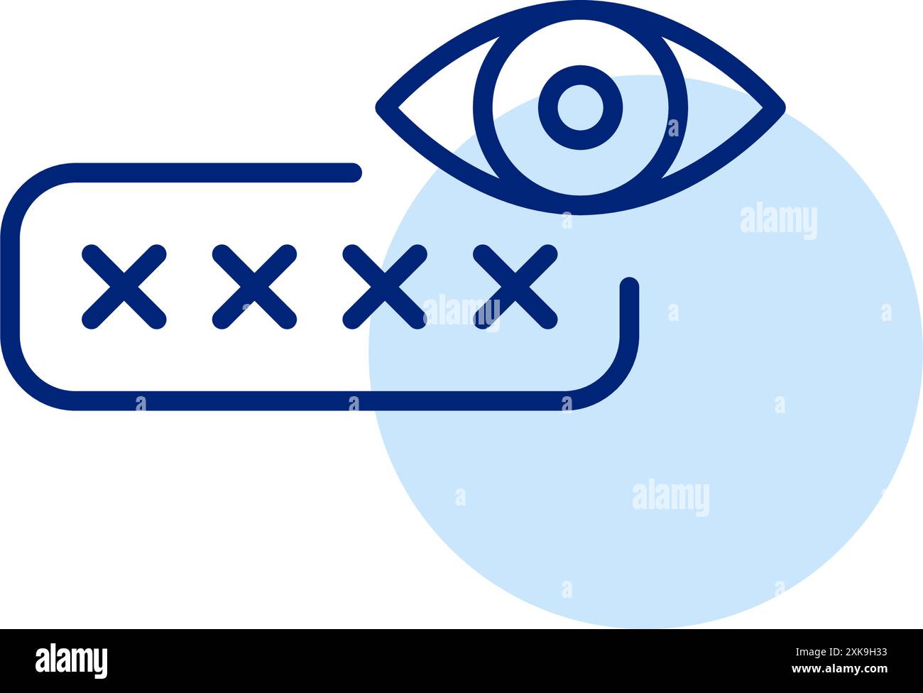 Password input box, hidden characters and eye. Turning password ...