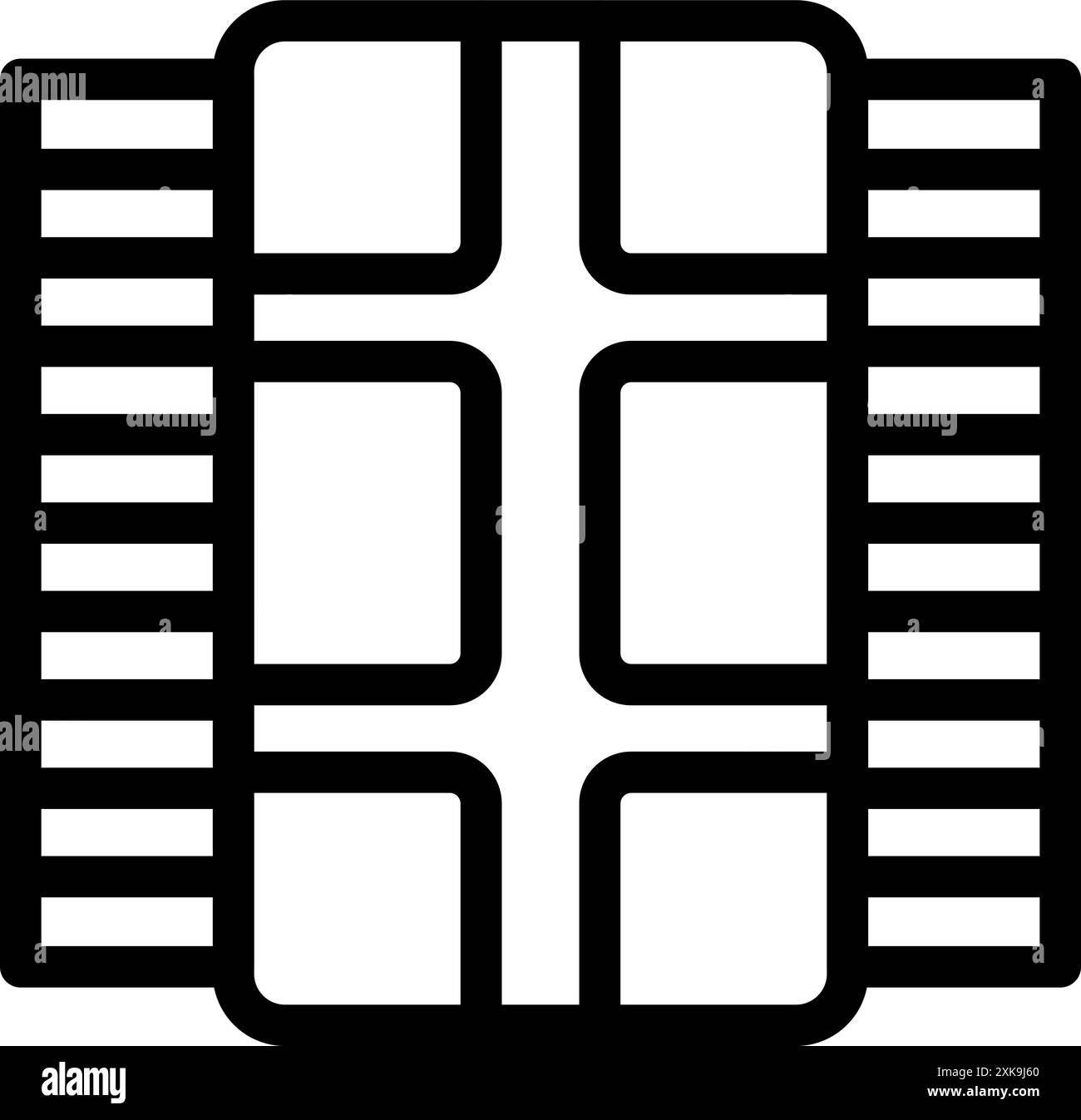 Black outline icon representing a memory chip for electronic devices Stock Vector
