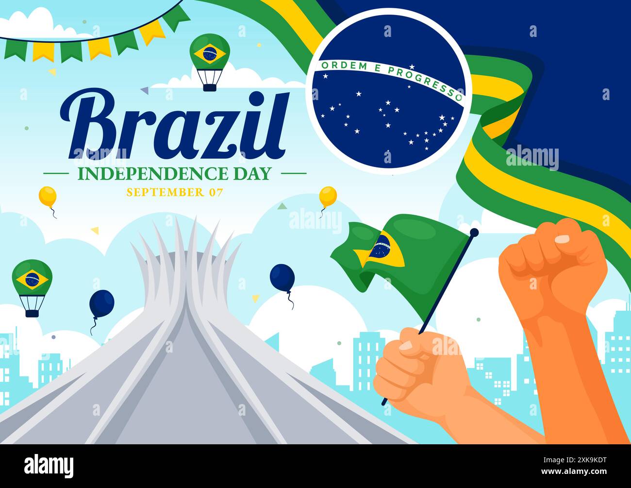 Happy Brazil Independence Day Vector Illustration on September 7 with ...