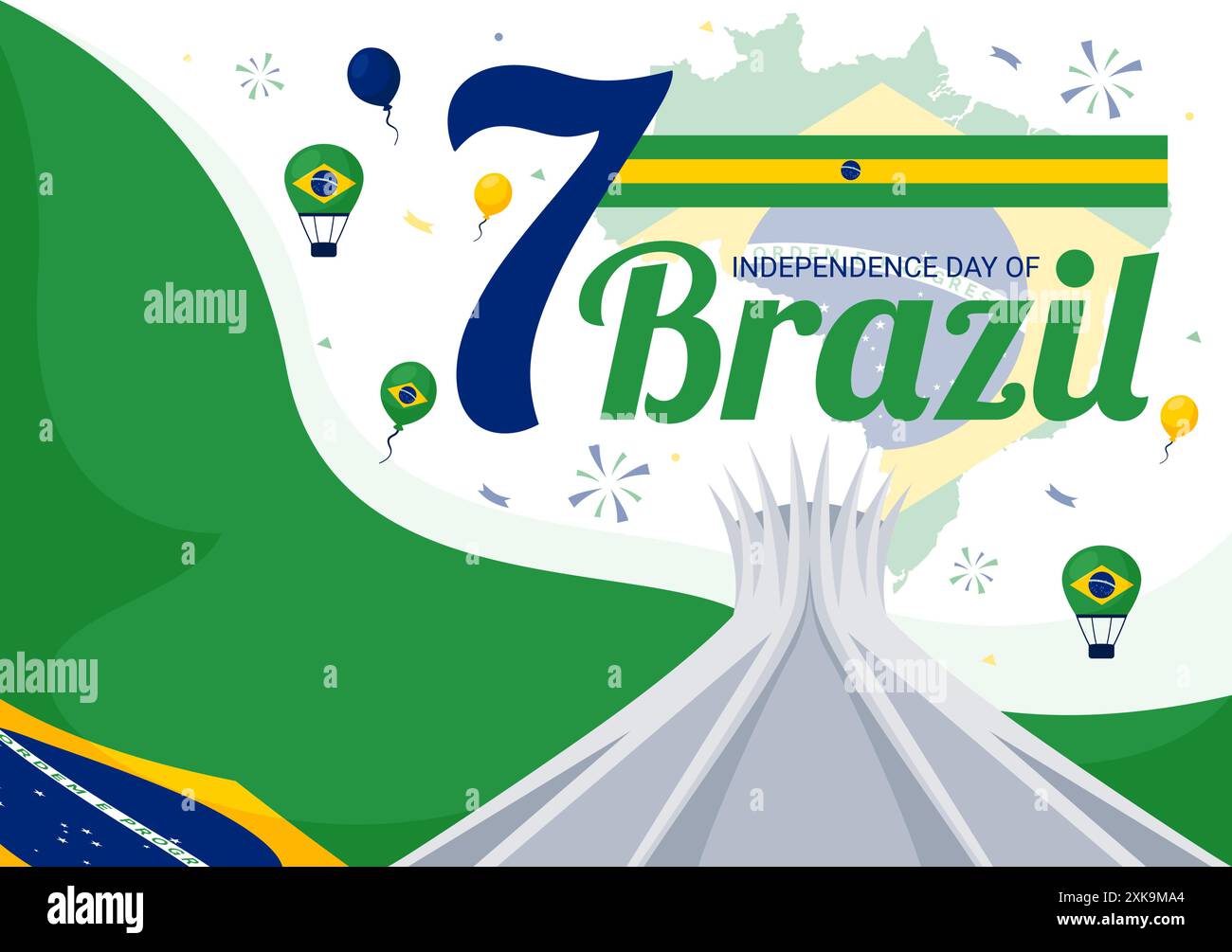 Happy Brazil Independence Day Vector Illustration on September 7 with ...