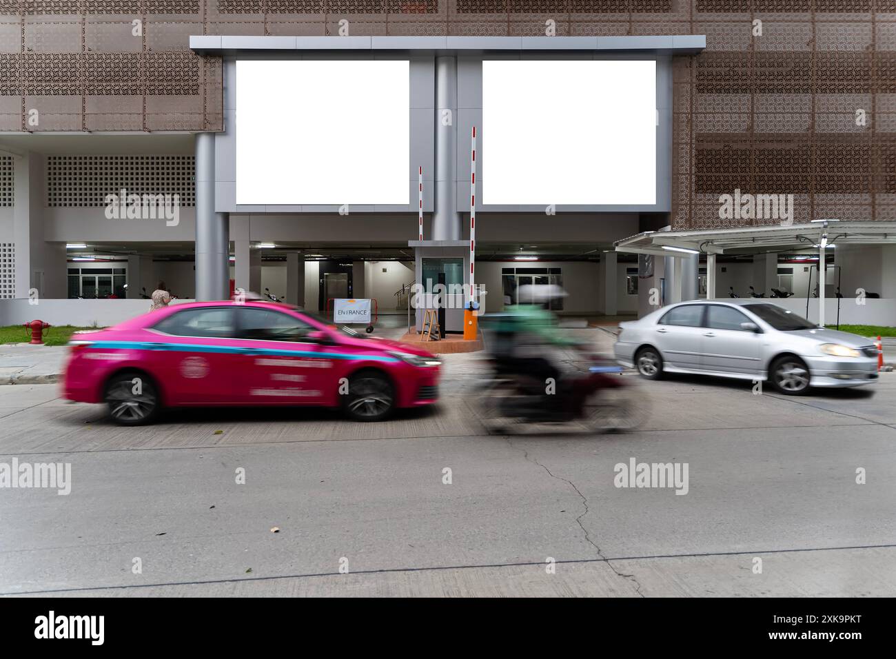 Large blank advertising billboard, prominent urban vertical white LED ...