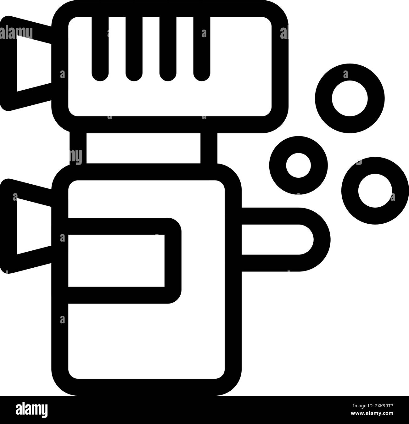 Professional video camera filming with bubbles icon, simple black and ...