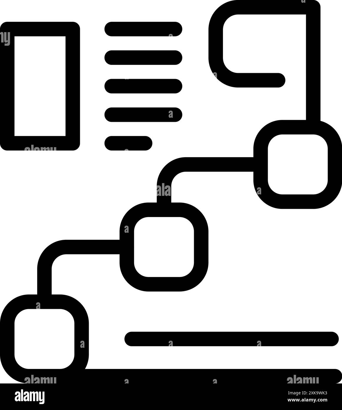 Black and white icon of an algorithm processing data with connecting ...