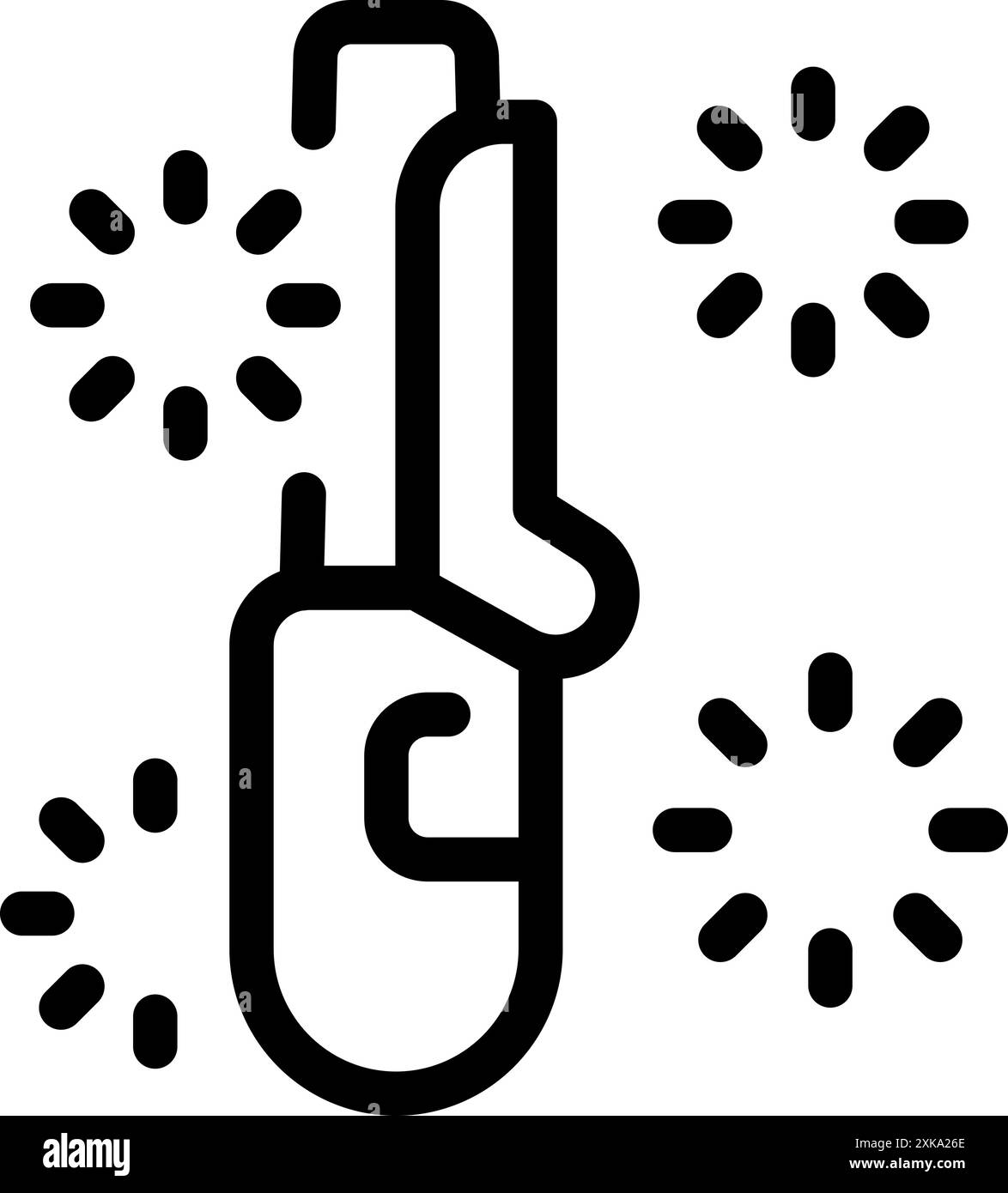 Line art icon of a firecracker rocket exploding with sparkles ...