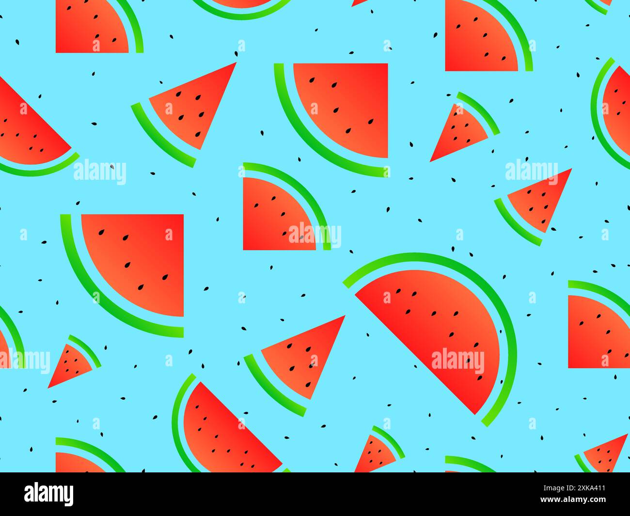 Watermelon seamless pattern. Triangular slices of watermelon. Sliced ...