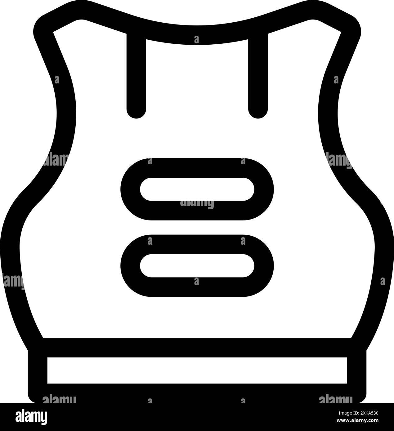 Simple and bold black and white icon representing a bulletproof vest