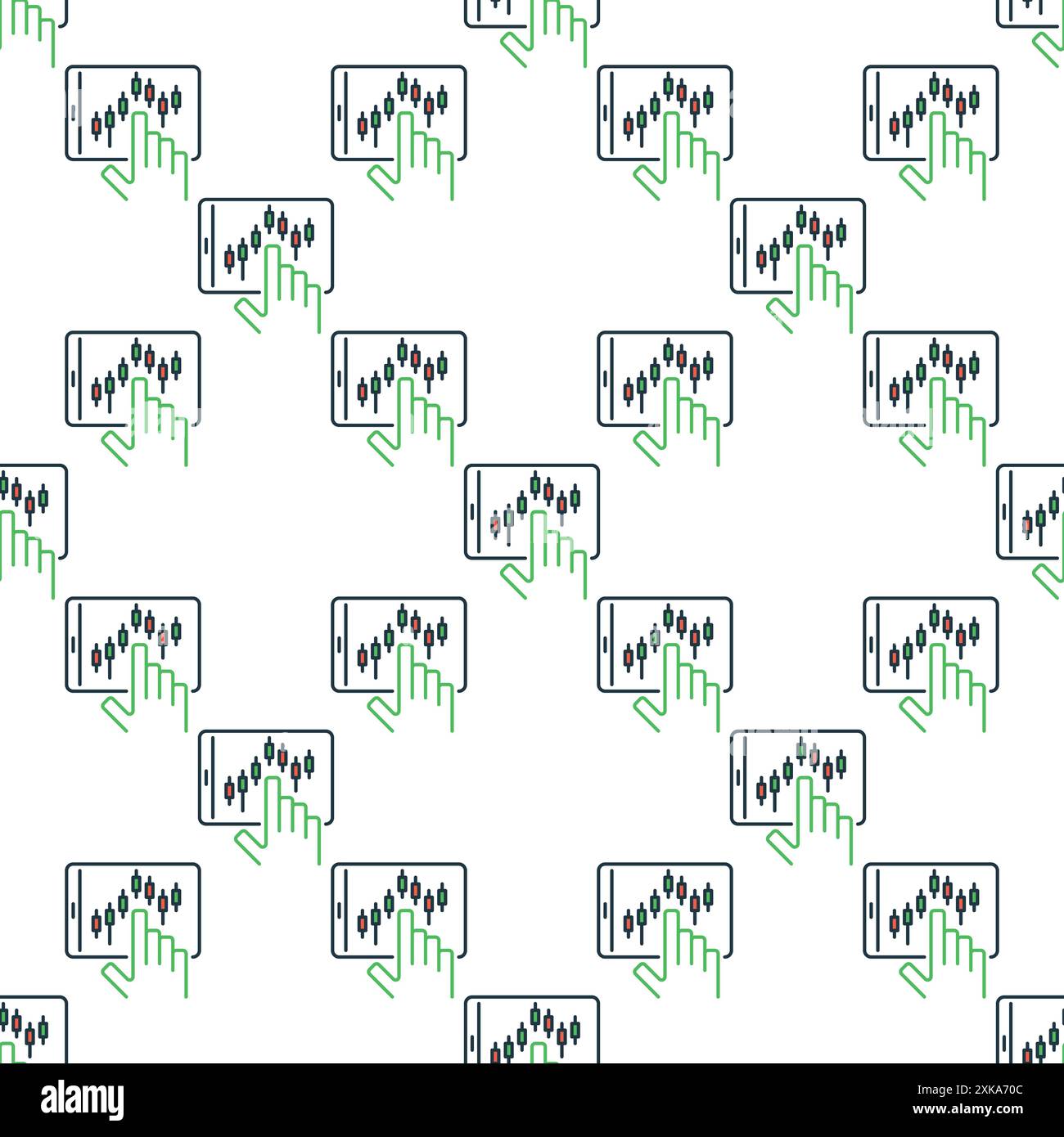 Candlestick Chart on Tablet Screen vector concept colored seamless pattern Stock Vector