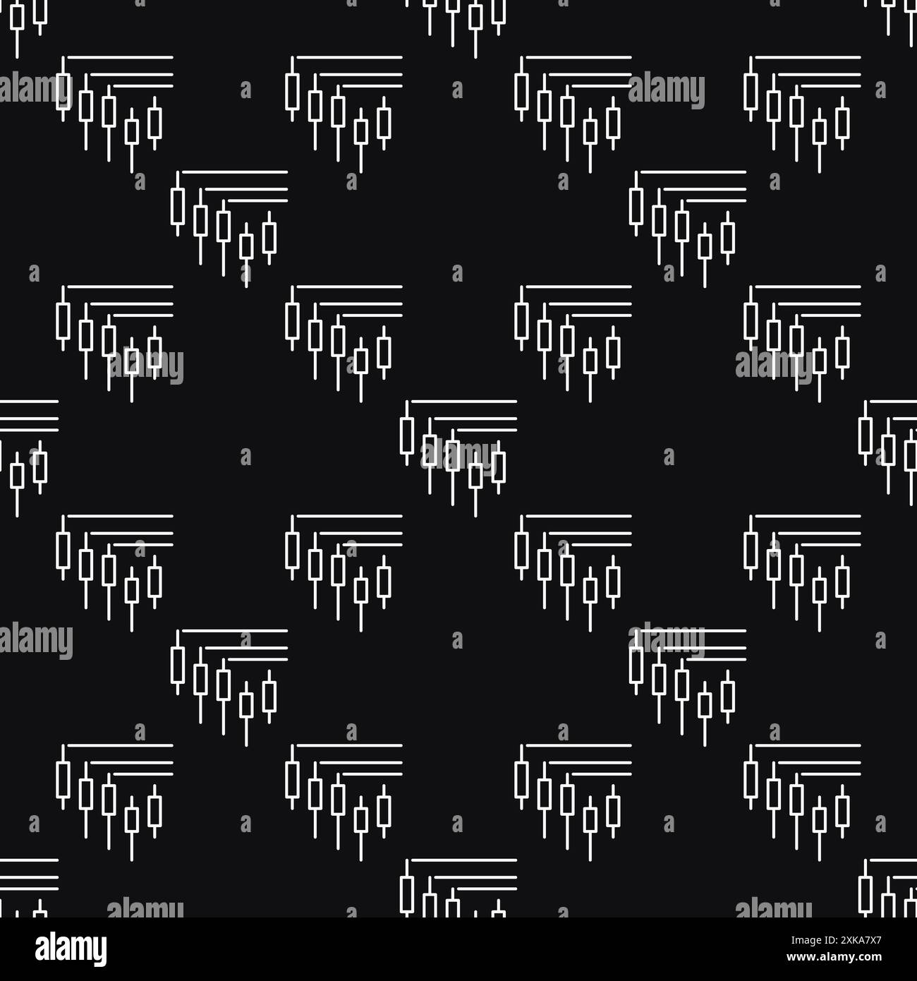 Crypto Trading vector Candlestick Chart concept seamless pattern in thin line style Stock Vector