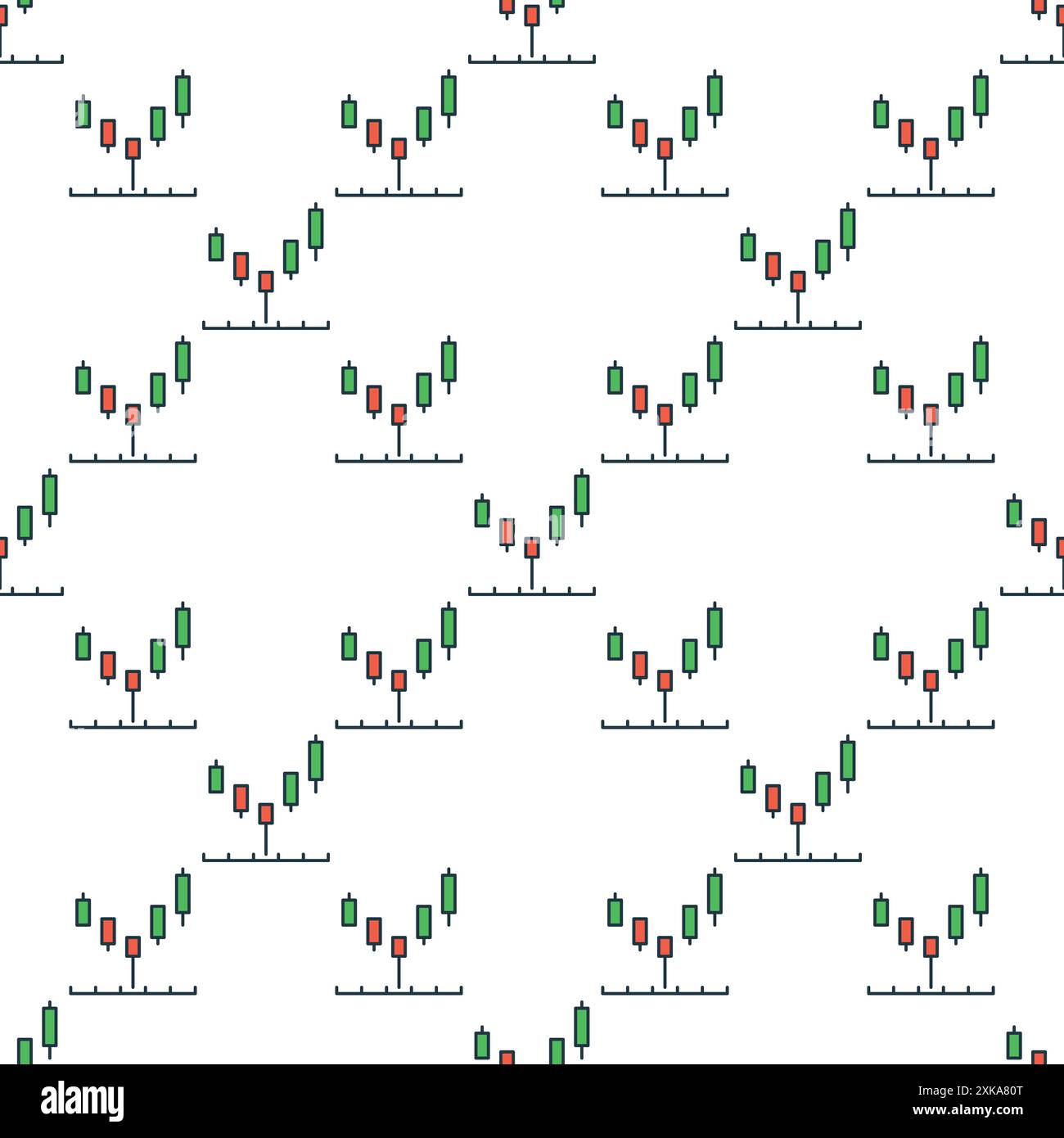 Hammer Candlestick vector concept colored seamless pattern Stock Vector