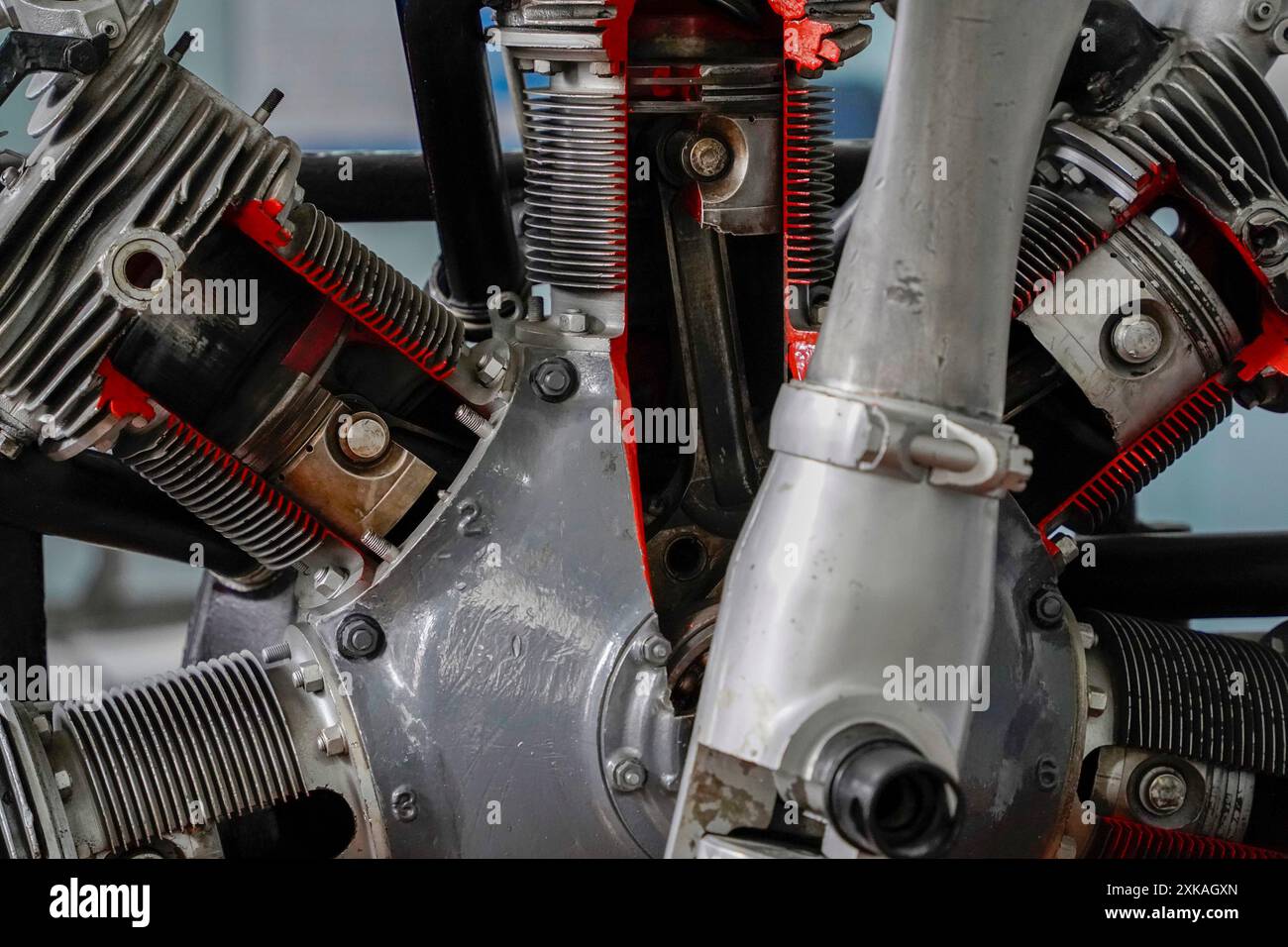 Vintage propeller airplane engine detail Stock Photo - Alamy