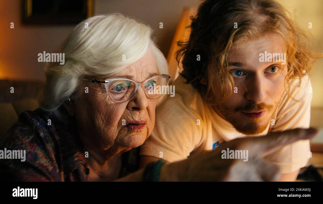 Thelma (2024) directed by Josh Margolin and starring June Squibb and Fred Hechinger. When 93-year-old Thelma Post gets duped by a phone scammer pretending to be her grandson, she sets out on a treacherous quest across the city to reclaim what was taken from her. Publicity still ***EDITORIAL USE ONLY***. Credit: BFA / Magnolia Pictures Stock Photo