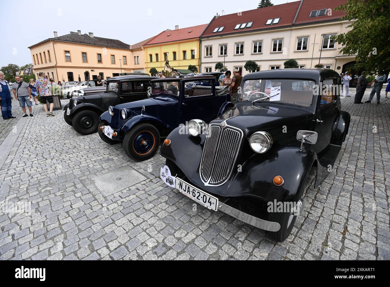 Bystrice Pod Hostynem, Czech Republic. 20th July, 2024. Show of historic vehicles at Masaryk Square in Bystrice pod Hostynem, Kromeriz Region, Czech Republic, July 20, 2024. Pictured car Tatra T 57a. Credit: Dalibor Gluck/CTK Photo/Alamy Live News Stock Photo