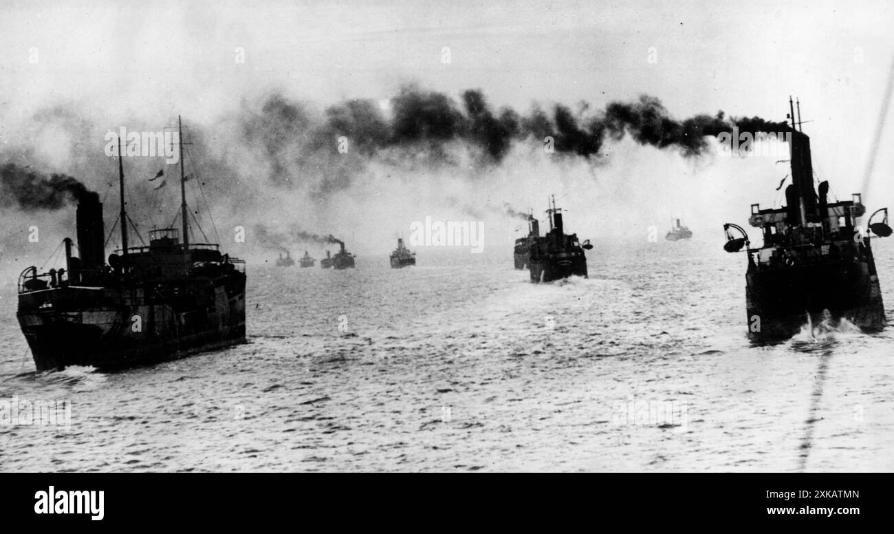 Ships of a British convoy. [automated translation] Stock Photo