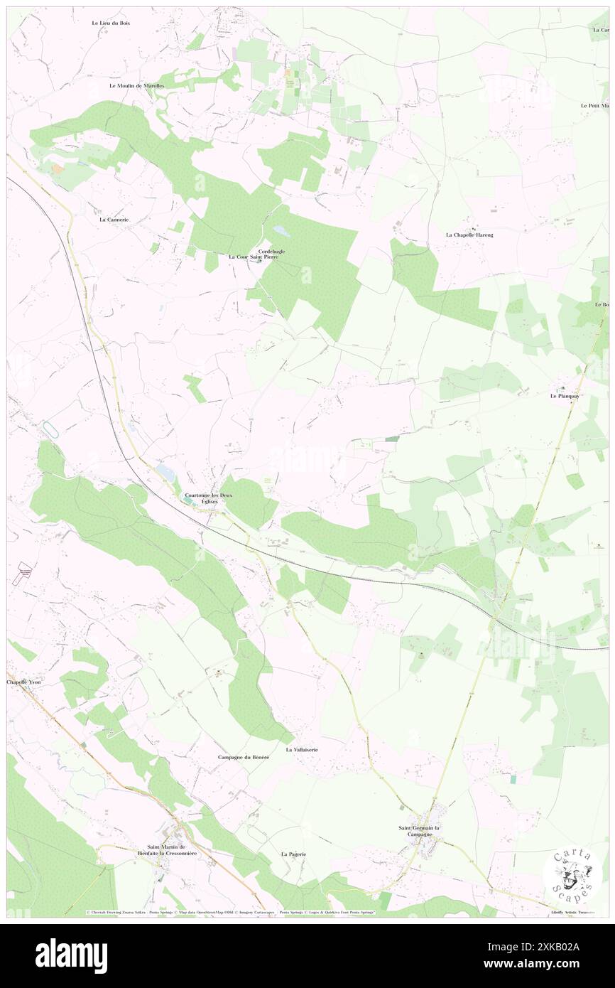 Courtonne-les-Deux-Eglises, Calvados, FR, France, Normandy, N 49 5' 6'', N 0 22' 17'', map, Cartascapes Map published in 2024. Explore Cartascapes, a map revealing Earth's diverse landscapes, cultures, and ecosystems. Journey through time and space, discovering the interconnectedness of our planet's past, present, and future. Stock Photo