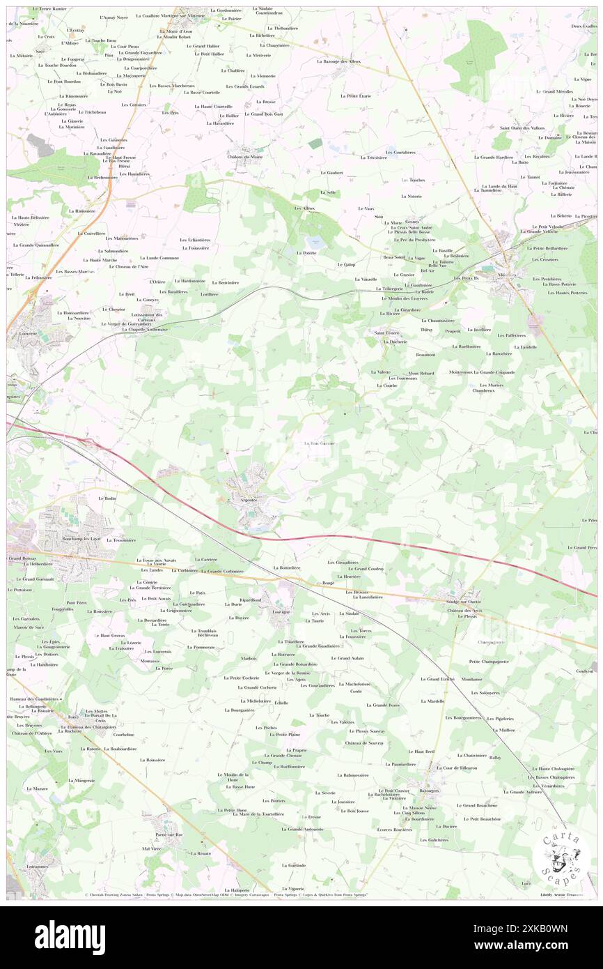 Argentre, Mayenne, FR, France, Pays de la Loire, N 48 5' 3'', S 0 38' 29'', map, Cartascapes Map published in 2024. Explore Cartascapes, a map revealing Earth's diverse landscapes, cultures, and ecosystems. Journey through time and space, discovering the interconnectedness of our planet's past, present, and future. Stock Photo